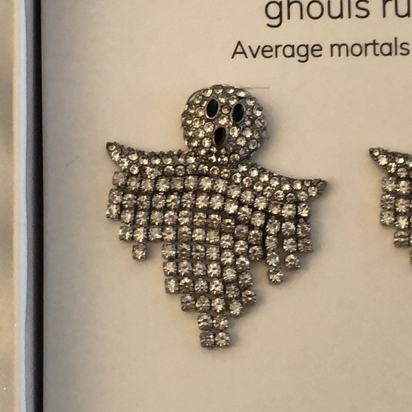 Baublebar Silver Tone Ghouls Rule Ghost Drop Earrings Crystal Fringe NIB - Picture 6 of 12